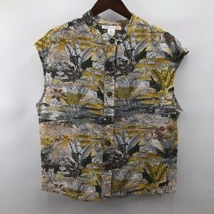 C&C California Linen Blend Tropical Button-Up Top